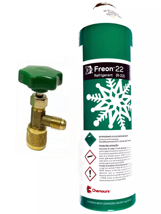 Chemours Freon R22 + Can Tap Valve 35oz / 2.18lbs Refrigerant